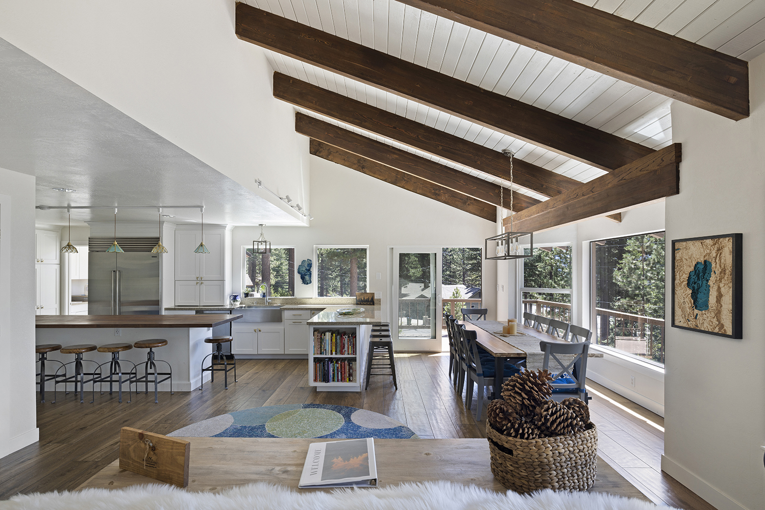 Dining room seating for large family gatherings at Kinpine House